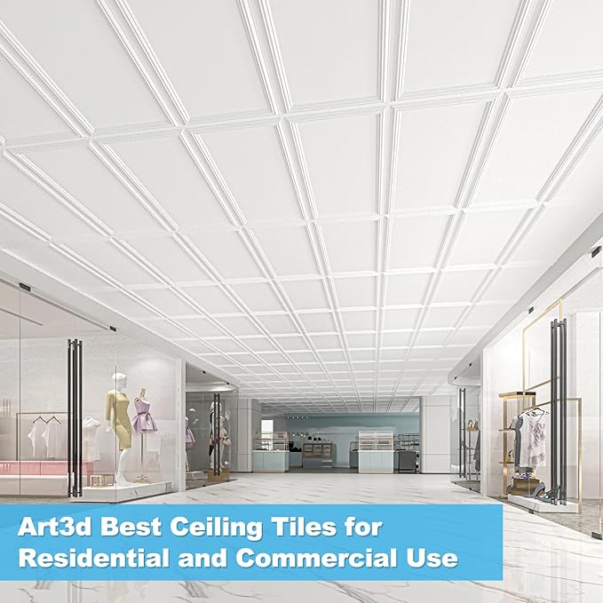 Art3d Drop Ceiling Tiles 48x24, Decorative PVC Ceiling Panels, Waterproof