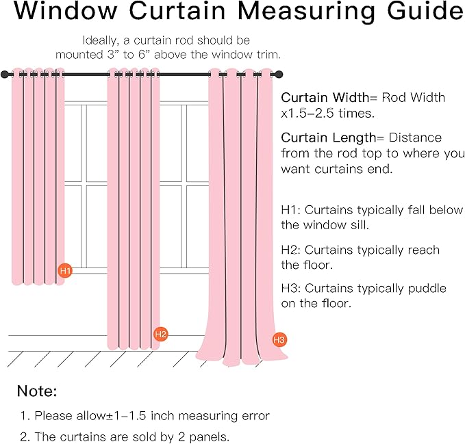 XiDi Pink Curtains for Girls Room, Kids Bedroom Blackout Curtains, Hot Pink