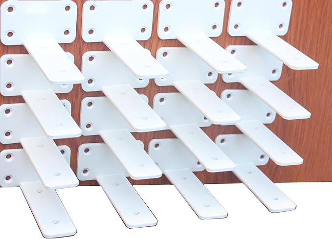 16 Pack - 5 inch White Hidden L Shelf Bracket Iron Floating Shelf Brackets