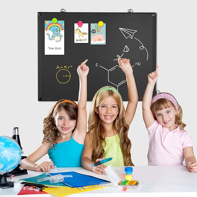Magnetic Chalk Board, 24“x18” Black Chalkboard Double-Sided Dry Erase Board