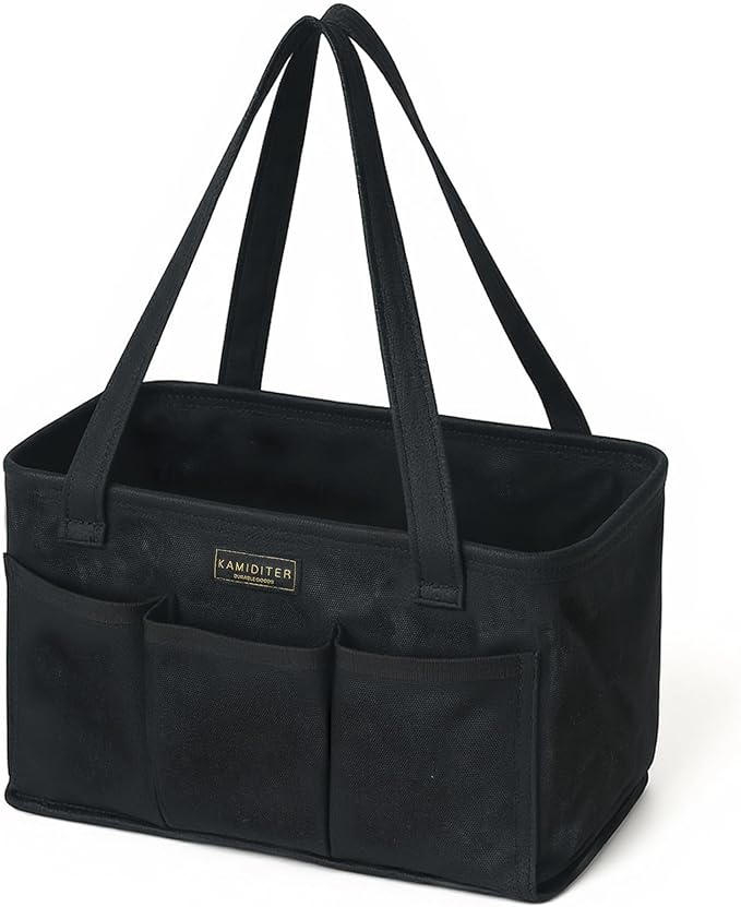 Tool Pouch, Heavy Duty 16oz Waxed Canvas Tool Bag, Rectangle Foldable Open Top Tool Bags with Handles, 7 Pockets | 13.5 x 7.8 x 7.8 Inches