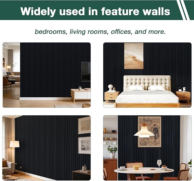 Yuzzy 4 Pack Wood Panels for Wall, 94.5" x 11" Acoustic Wood Slat Wall Panel