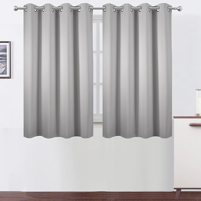 LEMOMO Light Grey Blackout Curtains 52 x 54 Inch Length/Set of 2 Curtain