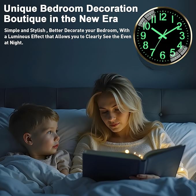 Luminous wall Clock Modern Silent Wall Clock, Non-Ticking Battery Operated Wall