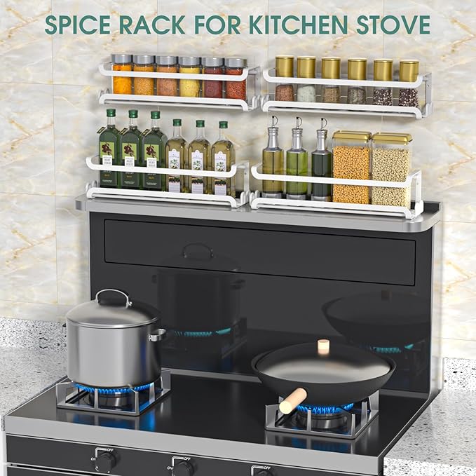 LUCYCAZ 4 Pack Wall Mounted Spice Rack