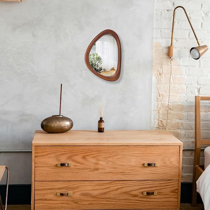 MAGFLERUM Irregular Wall Mirror, 15 * 10 inch Asymmetrical Wood Mirrors