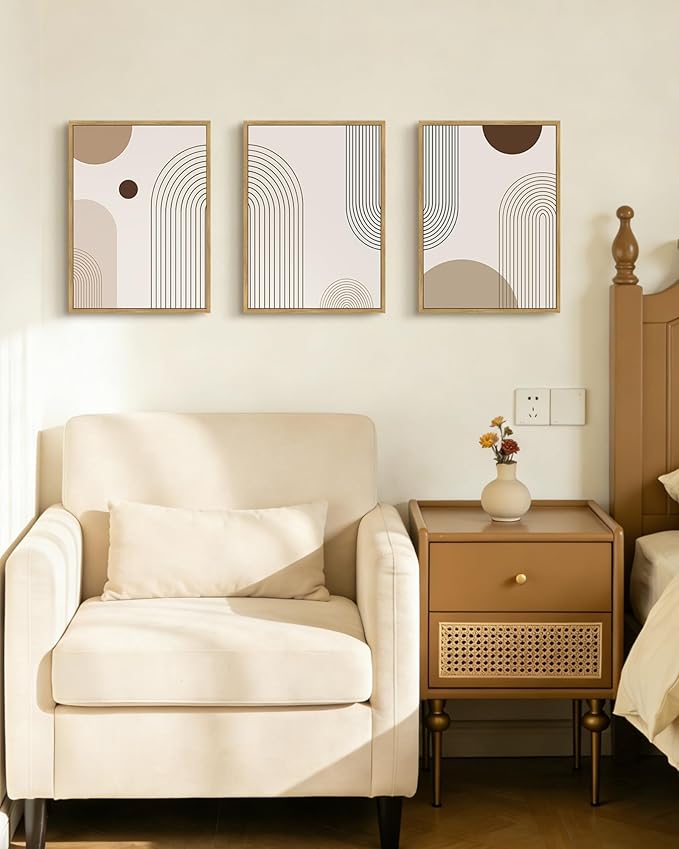 PHOPAGO Boho Wall Art Minimalist Bohemain Framed Wall Printing 11x14in Abstract