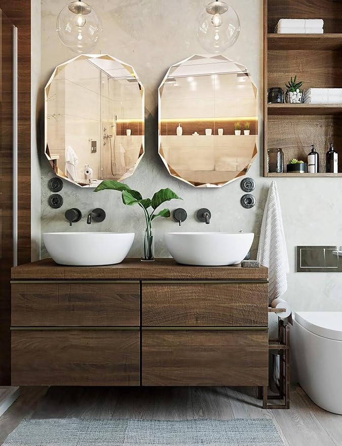 Bathroom Mirrors for Over Sink, Round Frameless Mirrors for Wall, 20x28 Inch