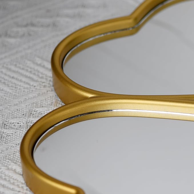 Small Decoritive Heart Wall Mirrors Set of 3, Decorative Four-Leaf Clover Mirror