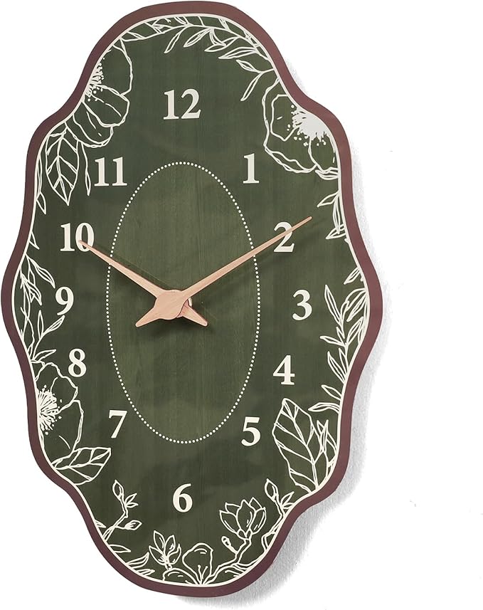 Mid Century Retro Irregular Shape Wall Clock, Silent Non-Ticking Battery
