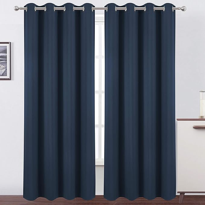 LEMOMO Blackout Curtains 66 x 95 inch/Navy Blue Curtains Set of 2