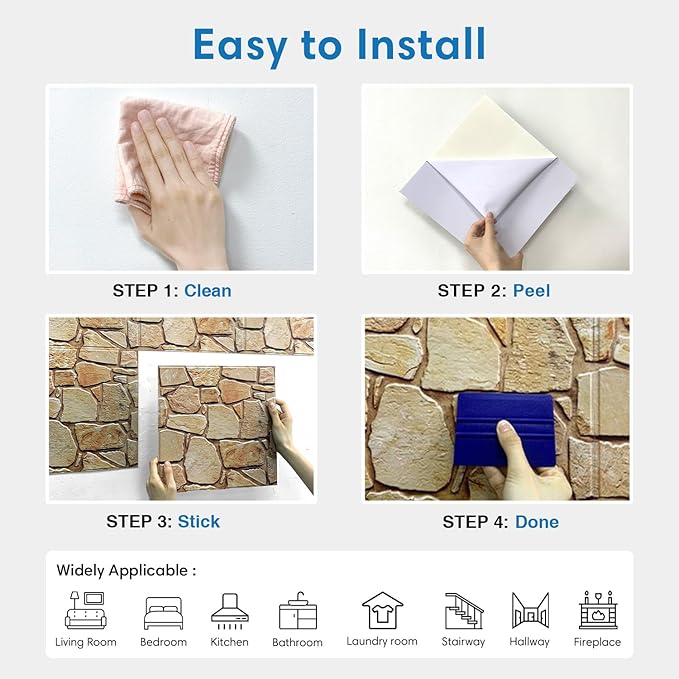 COMSTICKC 3D Faux Stone Wall Panel Peel and Stick Wall Covering, Ultra-Light