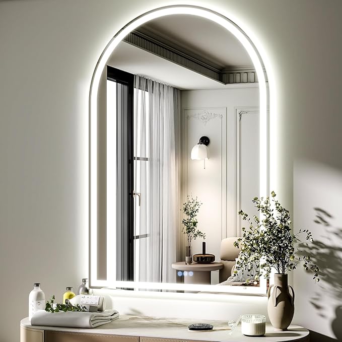 BEAUTYPEAK 48x30 LED Arch Bathroom Mirror