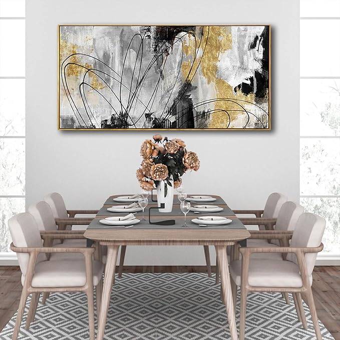 YJYart Abstract Wall Art Office Decor Gold Wall Decor