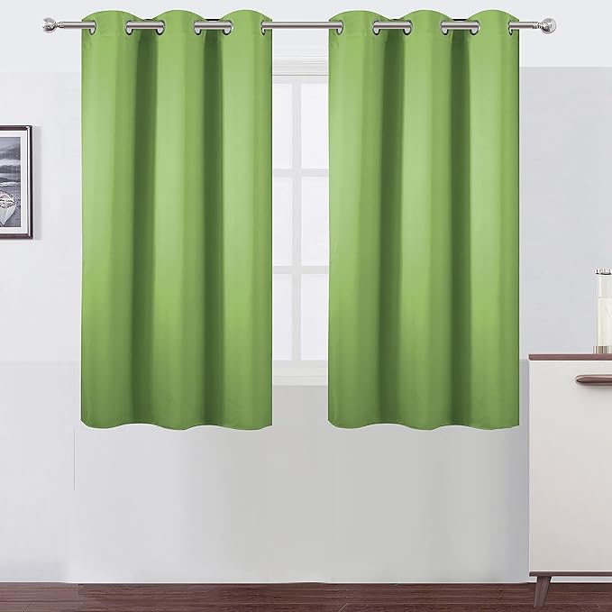 LEMOMO Light Green Blackout Curtains 38 x 54 Inch Length/Set of 2 Curtain