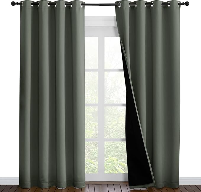 NICETOWN 100% Blackout Curtains 86 inches Long, Pair of Energy Smart & Noise