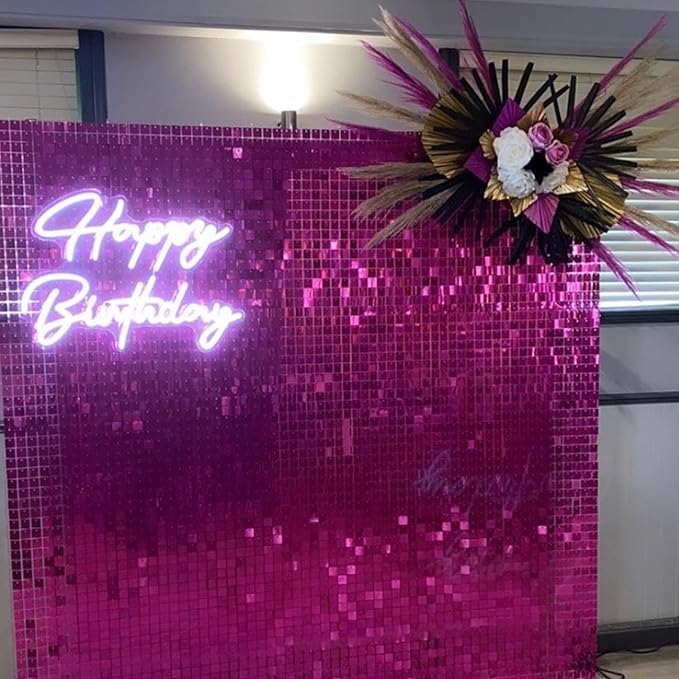 COKAOBE Hot Pink Shimmer Wall Backdrop, Photo Backdrops