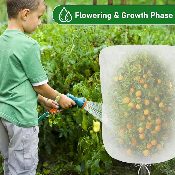 Evoio 4 Pcs Garden Plant Fruit Tree Bird Netting Protection Blueberry Bushes Netting Covers Bags with Drawstring, 4 x 4.6 ft Shrubs Bush Tomato Strawberry Berry Barrier Mesh Cover Net Protector