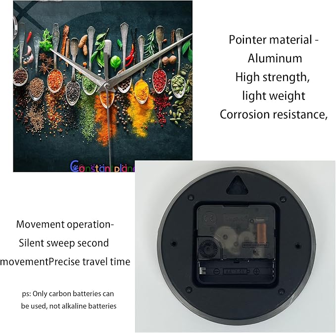 Kitchen Wall Clock Battery Operated 12 Inches Round Decorative Clocks
