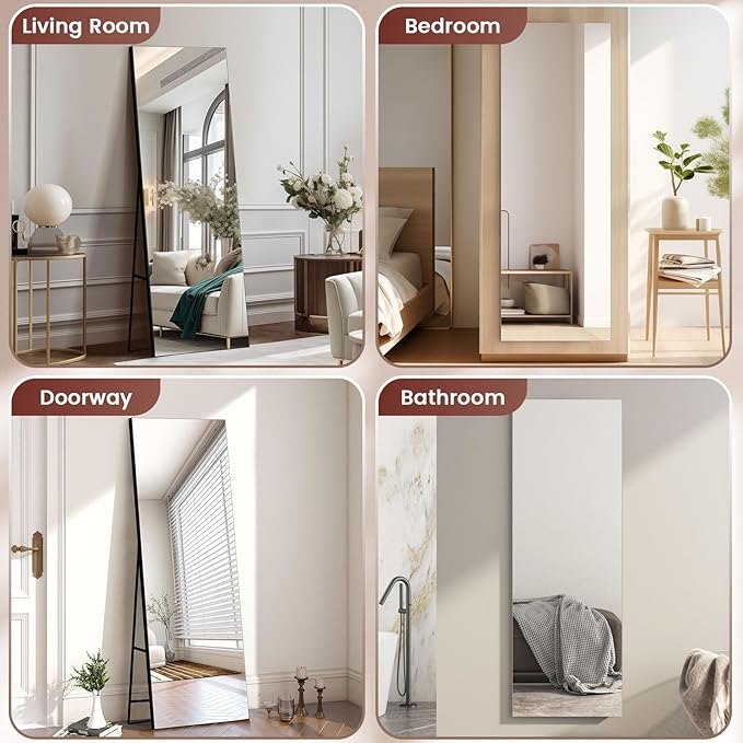 Kosmonia 71x28 Frameless Full Length Silver Coating Mirror w/Distortion Free