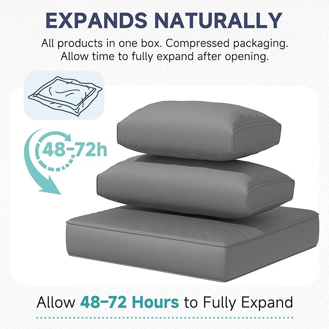 HOMREST Outdoor Couch Cushions 9-Piece Set – Water Repellent Patio Furniture Replacement Cushions for 4-Seat Rattan Wicker Sectional Conversation Set – Includes Seat & Back Cushions,Gray