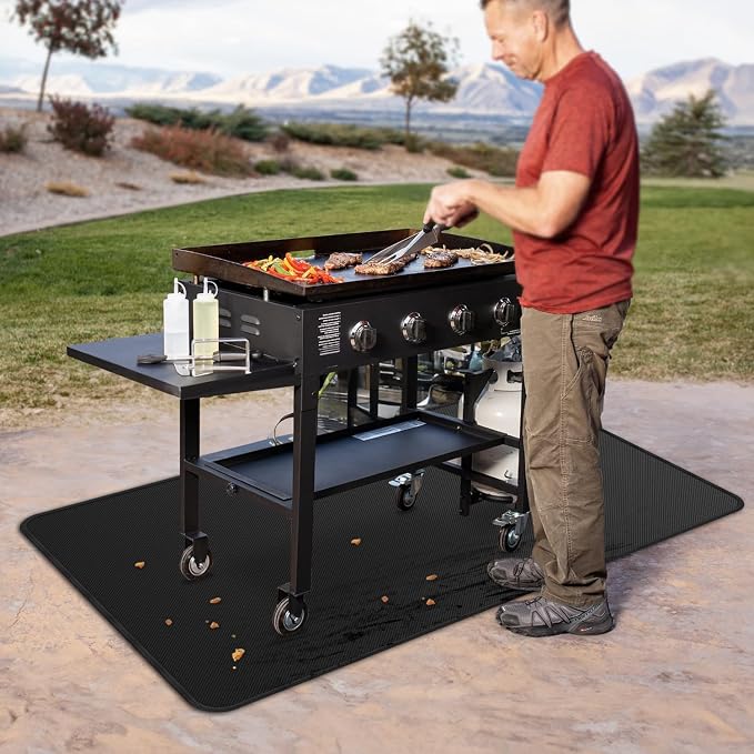 25x39 inches Under Grill Mats for Blackstone, Double-Sided Fireproof Outdoor Grill Protective Mat, Oilproof Waterproof BBQ Fire Pit Fireplace Mat