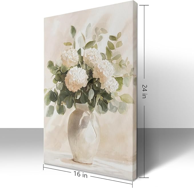 Hand painted Rustic Farmhouse Flower Canvas Wall Art, Soothing Calming Nature