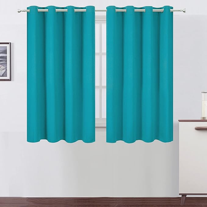 LEMOMO Teal Thermal Blackout Curtains/52 x 54 Inch/Set of 2 Panels Room