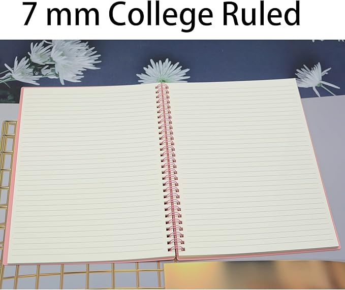 Yansanido Spiral Notebook, 4 Pcs 10.5 Inch x 7.45 Inch B5 Thick Plastic Hardcover 7mm College Ruled 4 Color 80 Sheets -160 Pages Journals for Study, Work, Travel and Notes (B5, 4 Pcs Light Color)