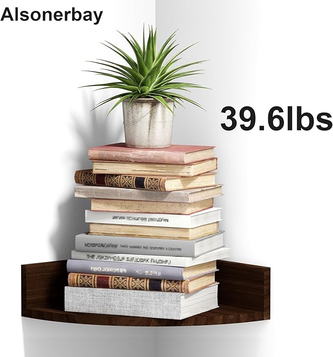 Alsonerbay Corner Shelf Wall Mount, Rustic Wood Shelves