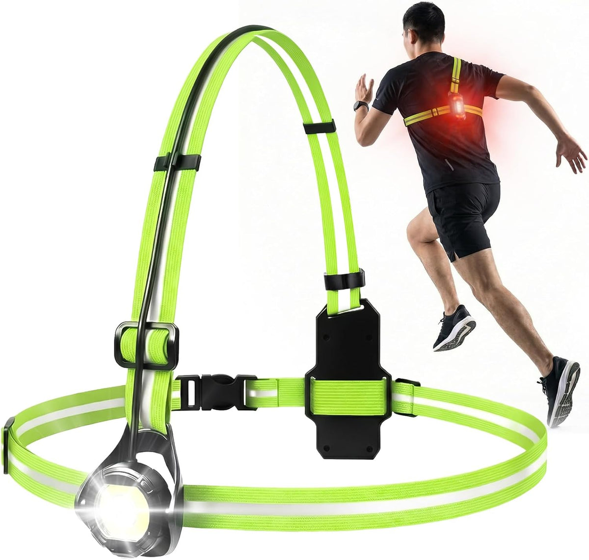 Skiennix Running Lights - 360ð High Visibility Rechargeable Vest with Rear Red Warning Light | IPX4 Waterproof