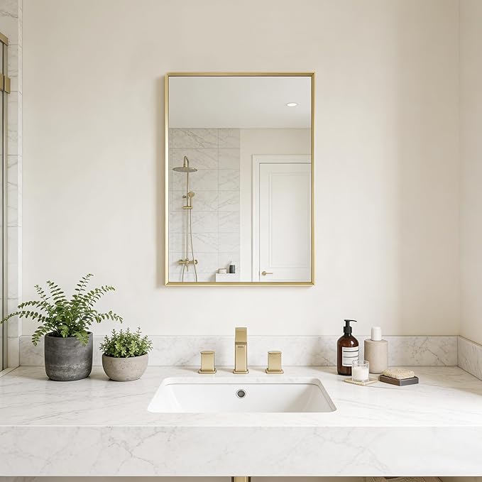 BOMINICA Brushed Gold Bathroom Mirror