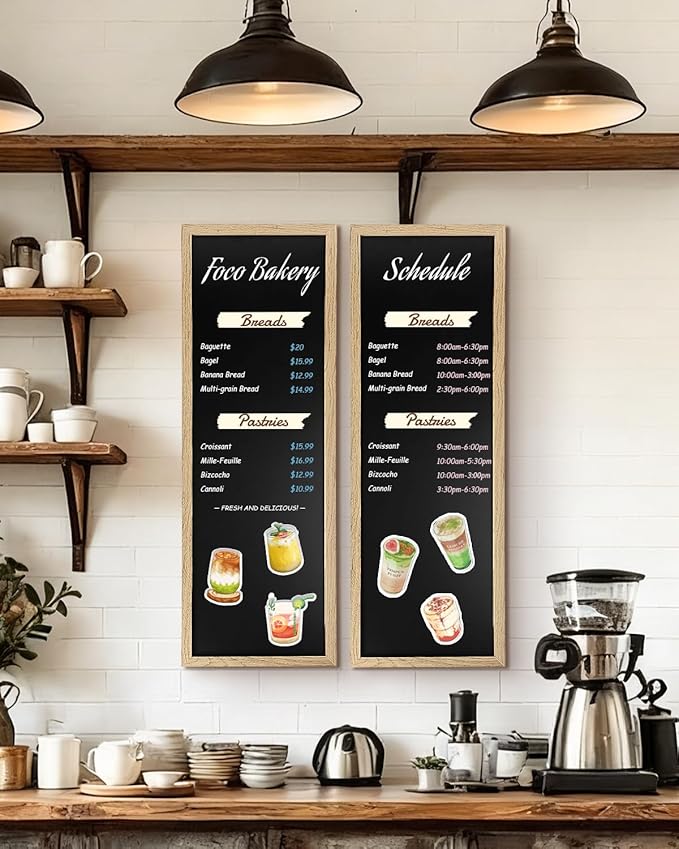 Magnetic Chalkboard for Wall, Long Chalk Board, Wall Hanging Menu for Restaurant