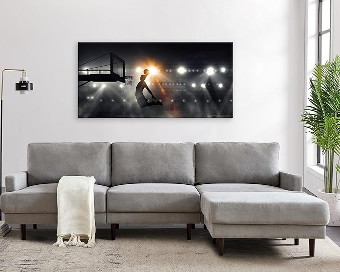 Muolunna BK06650 Basketball Sports Canvas Wall Art Picture 1 Panel Sports Painting Art Prints For Living Room Boys Room Office Wall Decor Artwork