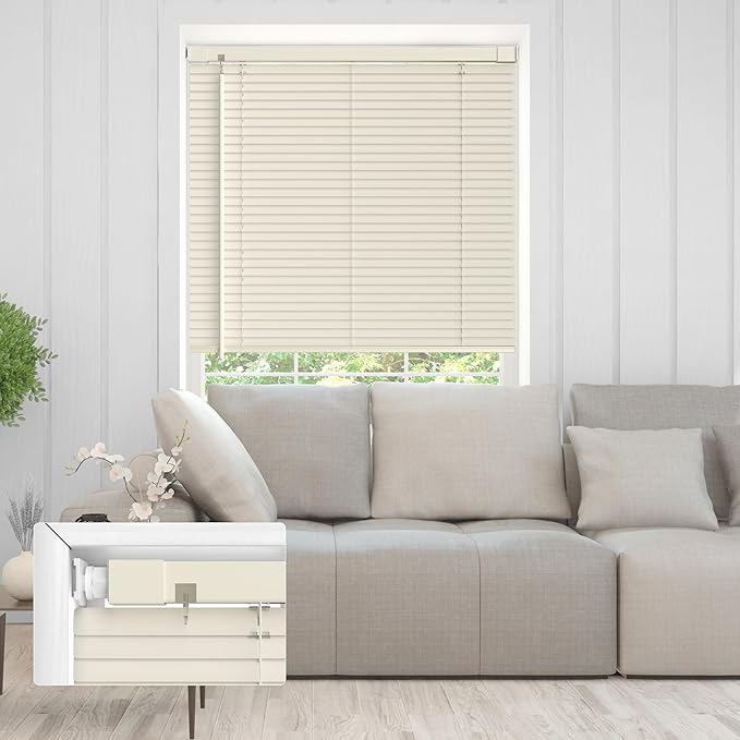 No Drill No Tool 1" Vinyl Mini Blinds, Light Filtering Horizontal Window Blinds