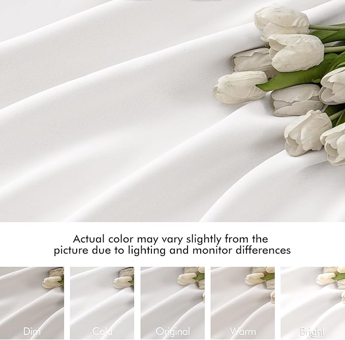 MIULEE Pure White Back Tab Light Blocking Curtains 72 Inch Length 2 Panels Set