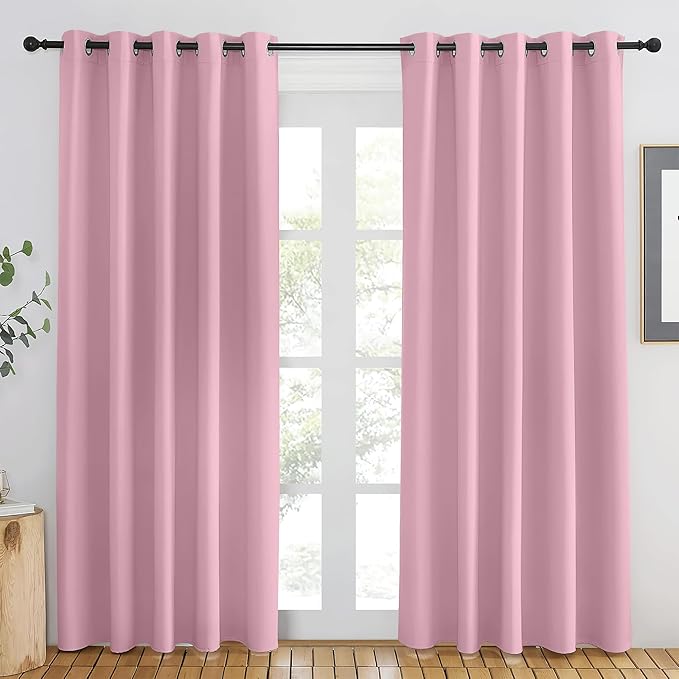 NICETOWN Rouge Pink Blackout Curtains 84 inch Length, Grommet Top Room