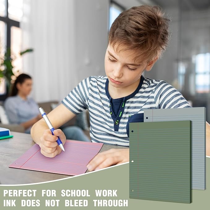 PerKoop 600 Sheets Colored Loose Leaf Paper 8.5" x 11" college ruled Lined 3 Hole Punched notebook Filler Paper for 3 Ring Binders Office School Supplies (Morandi Colors)