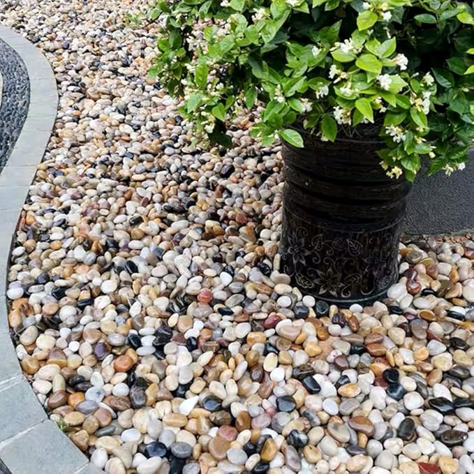 YISZM River Rocks for Landscaping, Natural Polished Pebbles for Indoor Plants, Small Decorative White Stones for Vase Fish Tank Aquariums Landscaping Garden, 20lbs