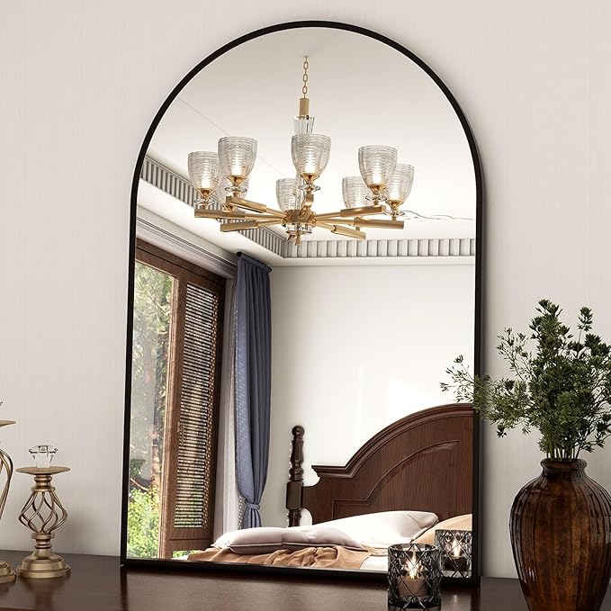XRAMFY 24"x36" Black Arched Bathroom Mirror