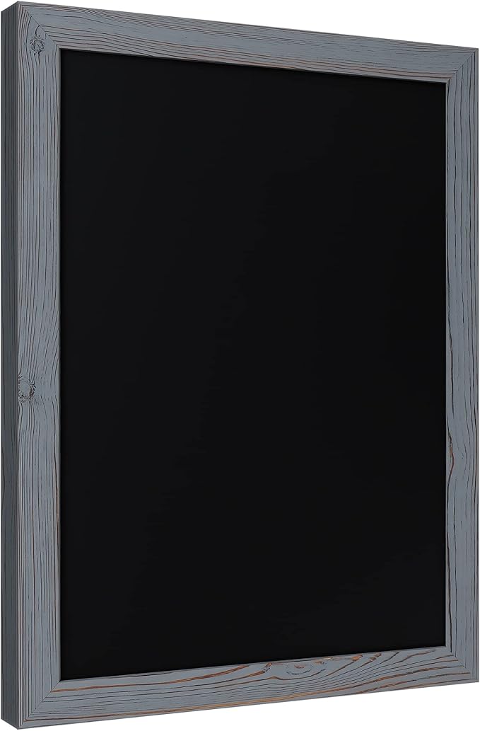 Rustic Grey Magnetic Wall Chalkboard, Large Size 18" x 24", Framed Chalkboard