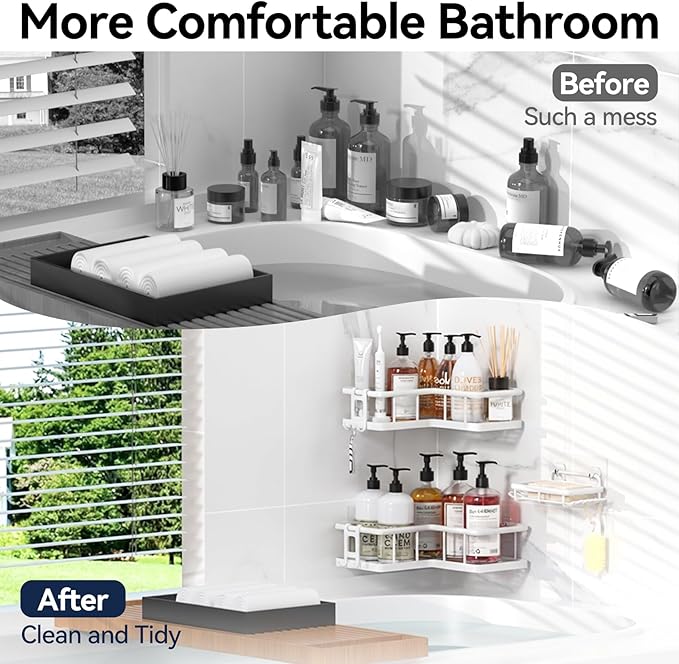 YASONIC Shower Caddy Corner, No Drilling Shower Organizer Corner
