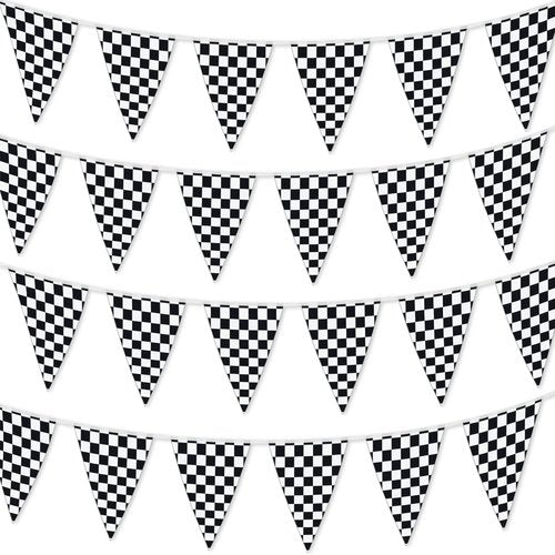 Checkered Flags 100â FT Pennant Racing Banner - NASCAR Theme Party Decoration | Race Car Party Décor