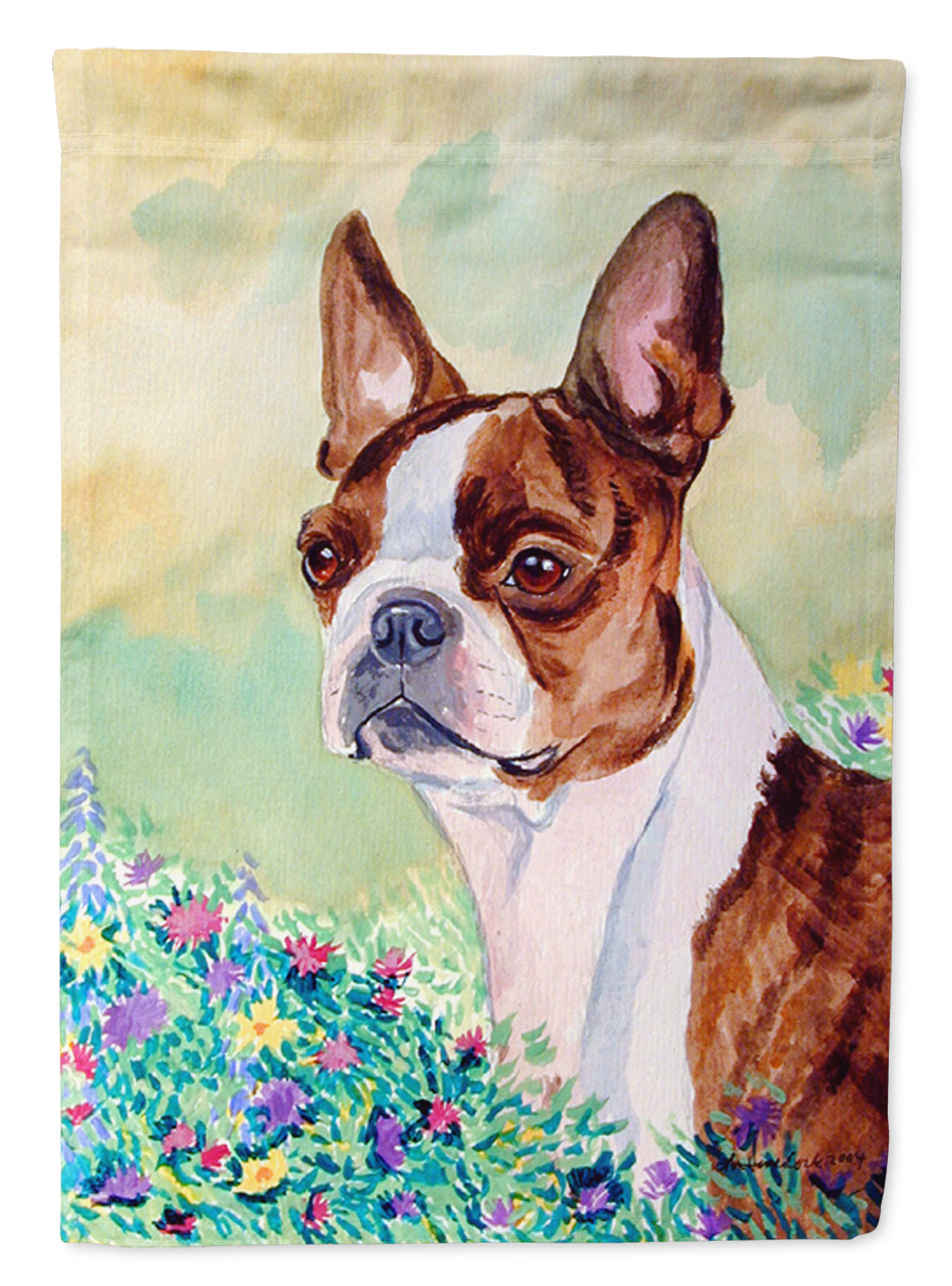 Red and White Boston Terrier Garden Flag â Decorative Outdoor Yard Flag