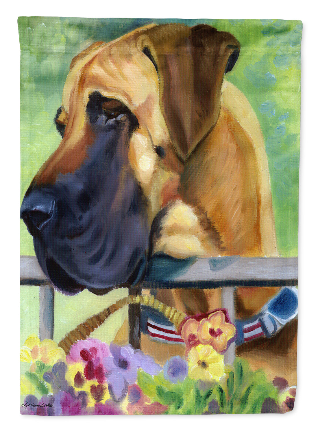 Great Dane Natural Ears Fawn in Flowers Garden Flag â Decorative Outdoor Yard Flag 7311GF