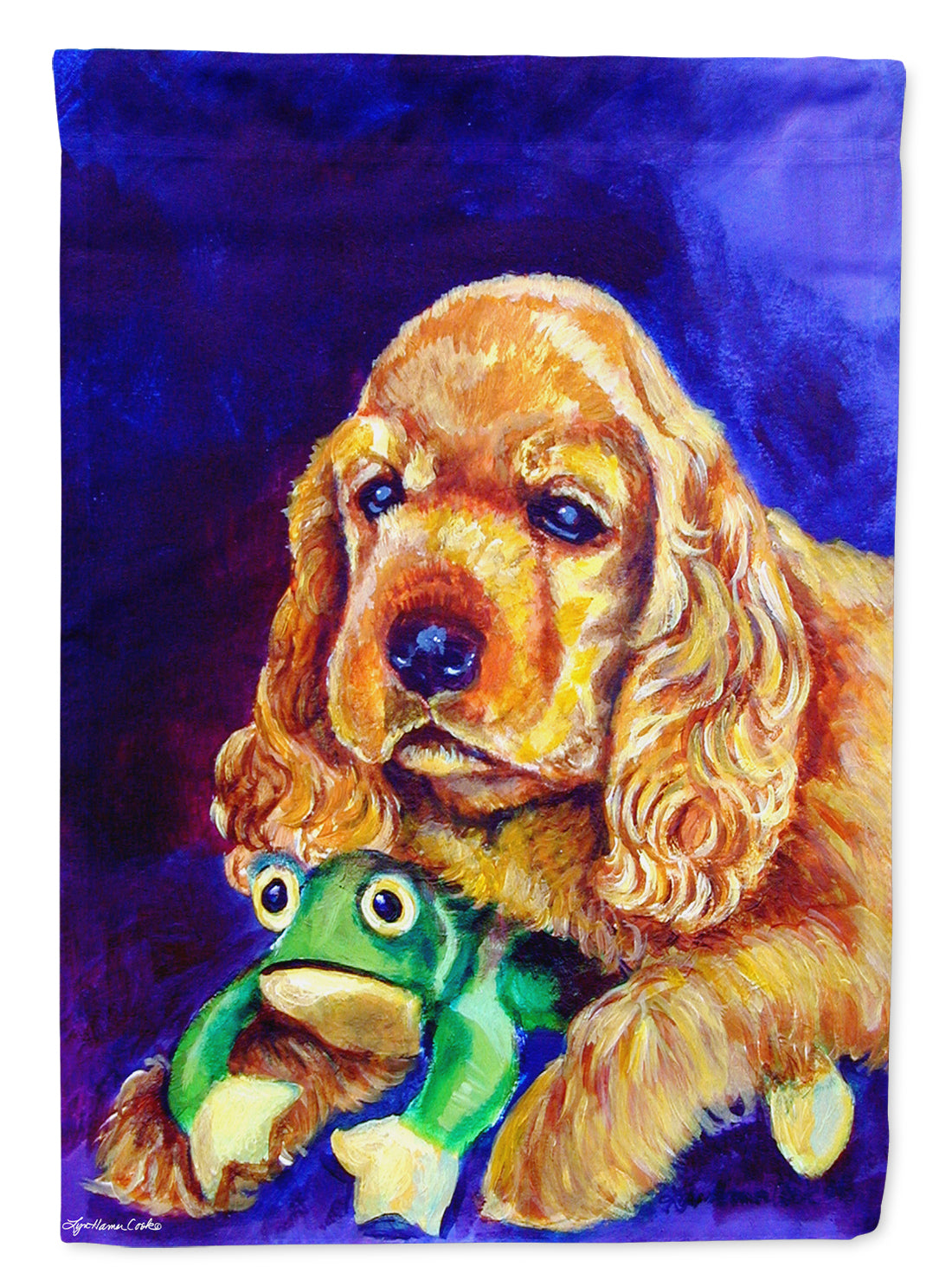 Cocker Spaniel with Frog Garden Flag â Decorative Outdoor Yard Flag 7342GF
