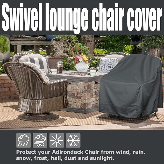 Outdoor Swivel Lounge Chair Cover 4 Pack,Waterproof Heavy Duty Outdoor Chair Covers, (39" W X 37" D X 38" H) Patio Furniture Cover for Swivel Patio Lounge Chair,Grey