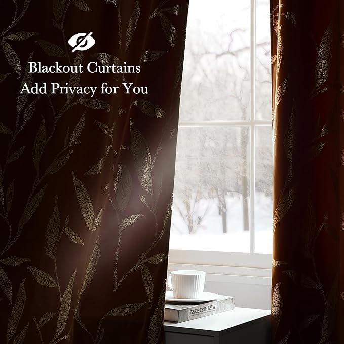 NICETOWN Burnt Orange Velvet Curtains