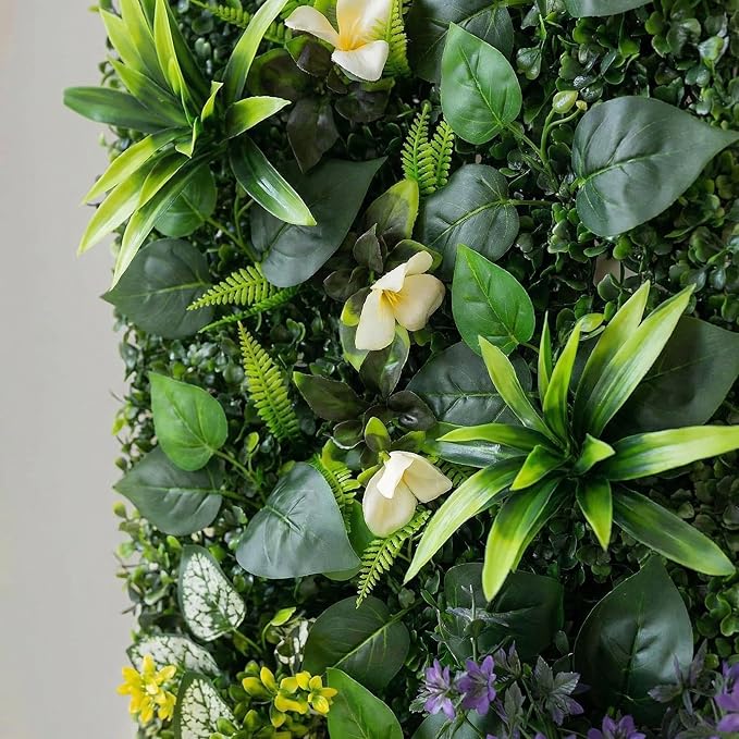 Artificial Mixed Botanical Plant Wall Panel, 24x16 in UV-Protected Faux