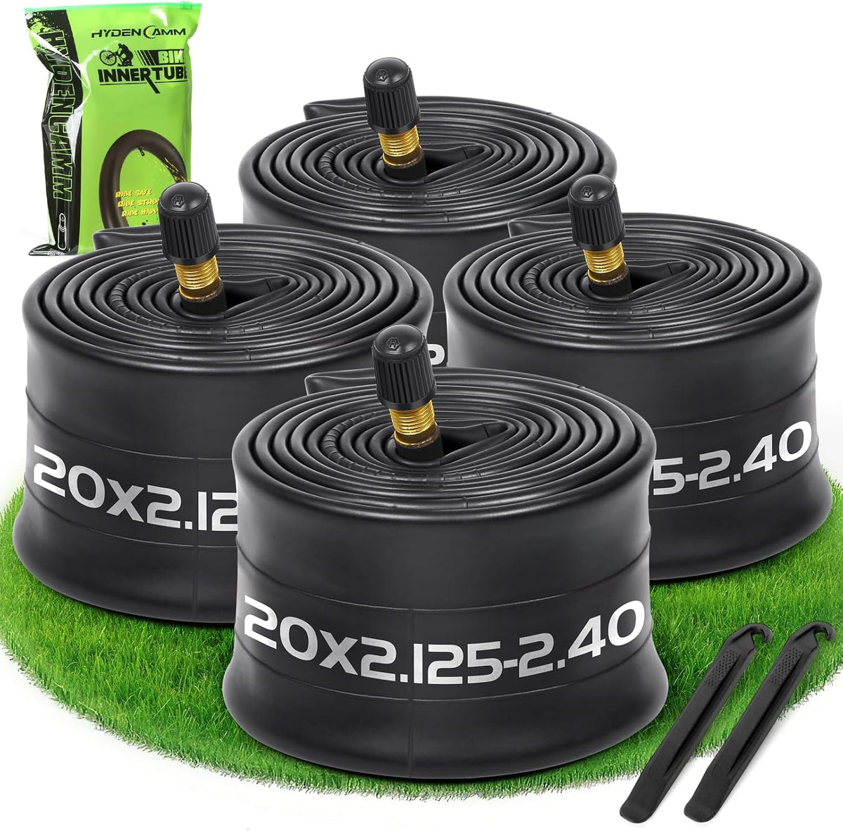 Skiennix Bike Tubes - 20/26" Inner Tubes with 35mm AV Schrader Valve & Tire Levers - 2/4 Pack